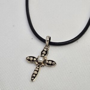 Silpada Sterling Silver Credence Pearl Cross Necklace Retired